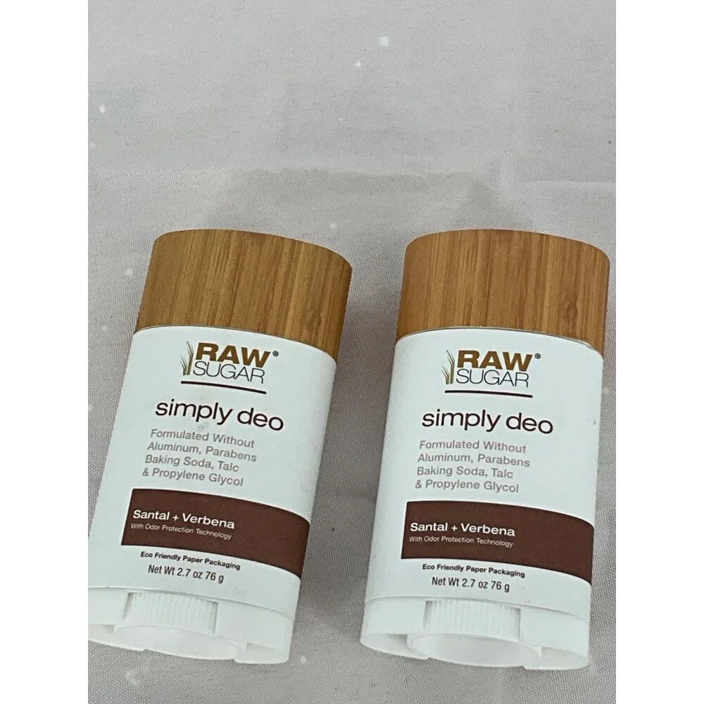 Raw Sugar‎ Set/2 Simply Deo Santal Verbena Aluminum-Free Deodorant 2.7 Oz Each